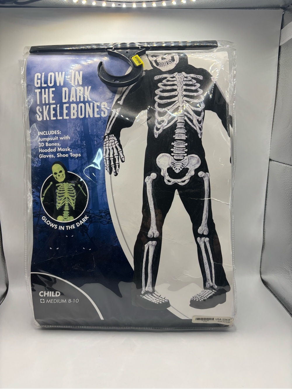 Glow-in-the-Dark Skeleton Kids Costume - Black